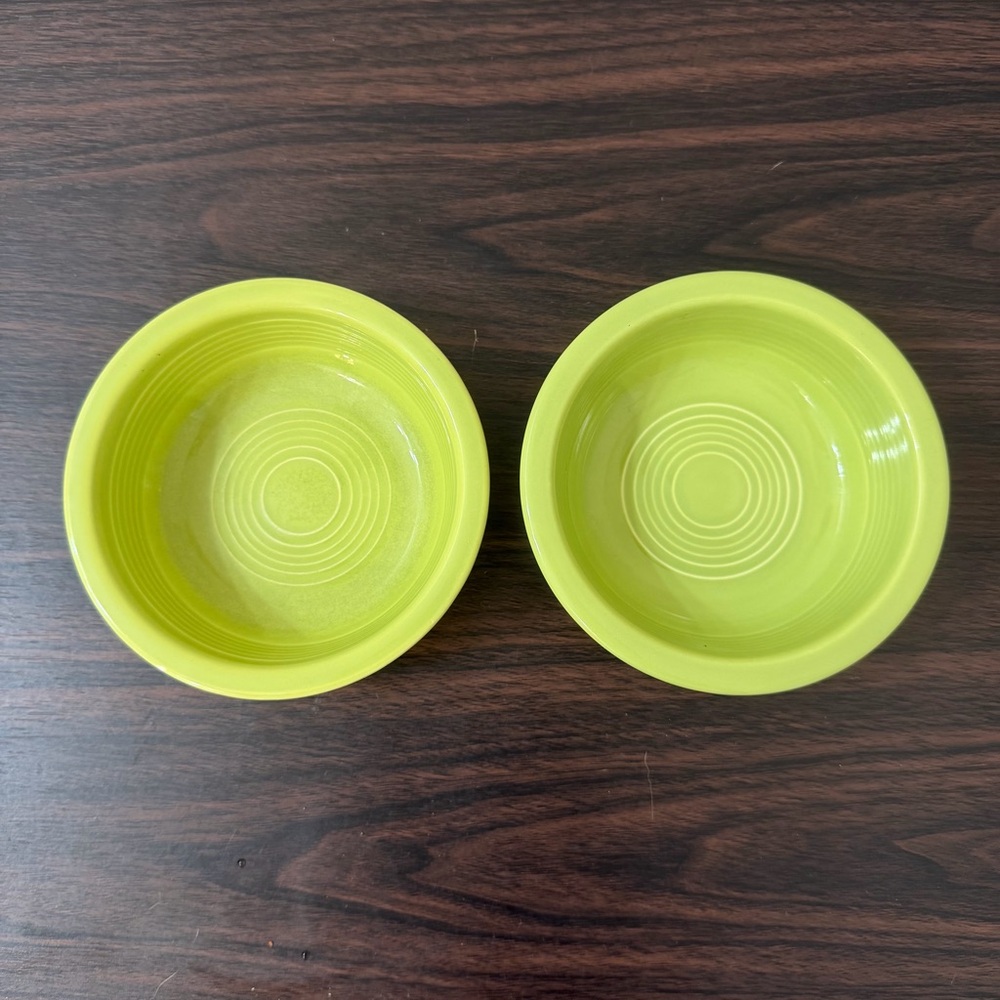Vintage Fiesta Original Chartreuse Green 4.75” Berry Bowls Set of 2